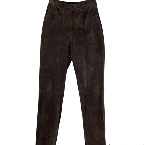 Vintage Vakko Sport brown suede leather high rise pants - Picture 1 of 10